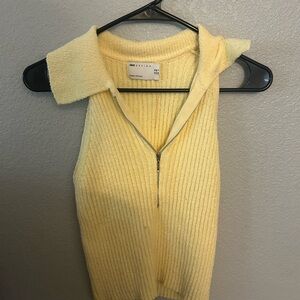 Asos Yellow V-Neck Sleeveless Sweater